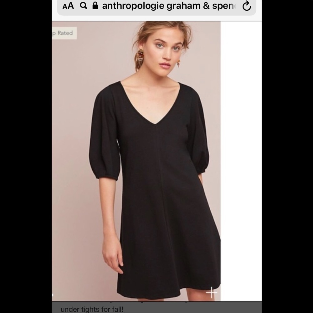 SALE New Small Anthropologie Front Seamed Dress black